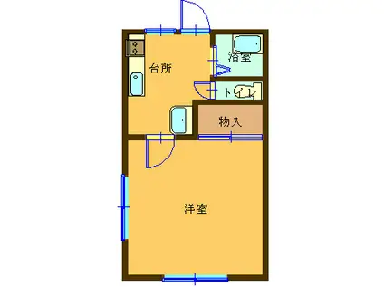 サンシャインヒルズB(1K/1階)の間取り写真