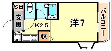 オギタビル(1K/4階)の間取り写真
