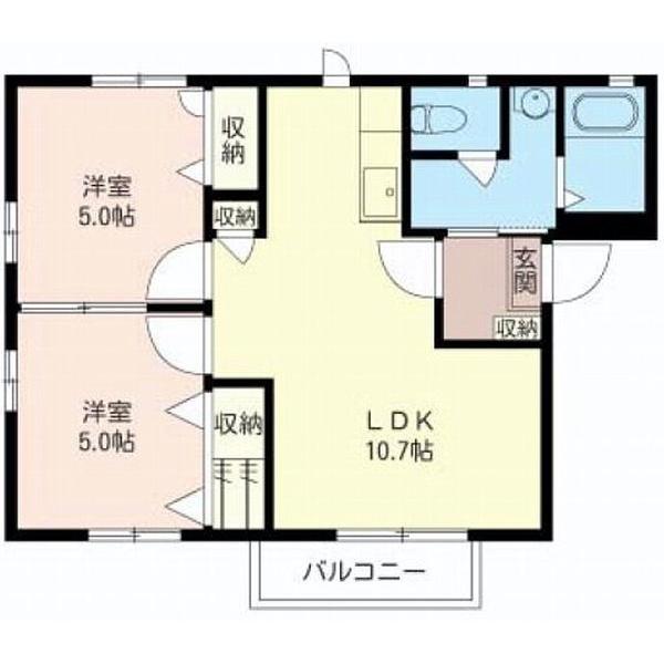 ライカY(2LDK/1階)の間取り写真