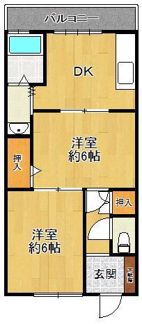 西宮グリーンハイツ1号館(2DK/1階)の間取り写真