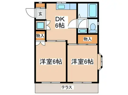 ファミーラシオン(2DK/1階)の間取り写真