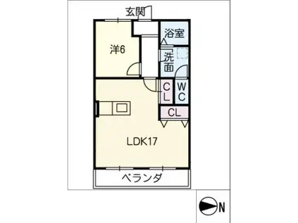 グランメール岩田(1LDK/4階)の間取り写真