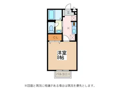 シュヴァルベ北松本(1K/1階)の間取り写真