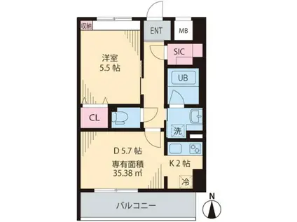 グリーンリーフ西早稲田(1DK/3階)の間取り写真