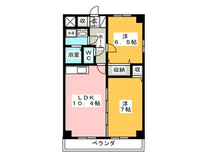 クレール三水(2LDK/3階)の間取り写真