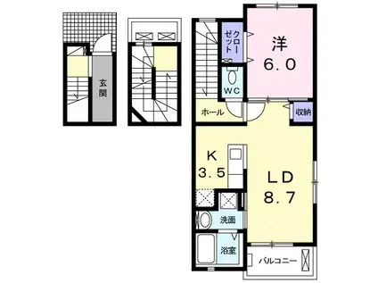 ゴールドリング池田II(1LDK/3階)の間取り写真