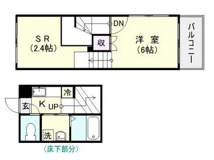 カーサ・アスール南郡元(1K/1階)の間取り写真