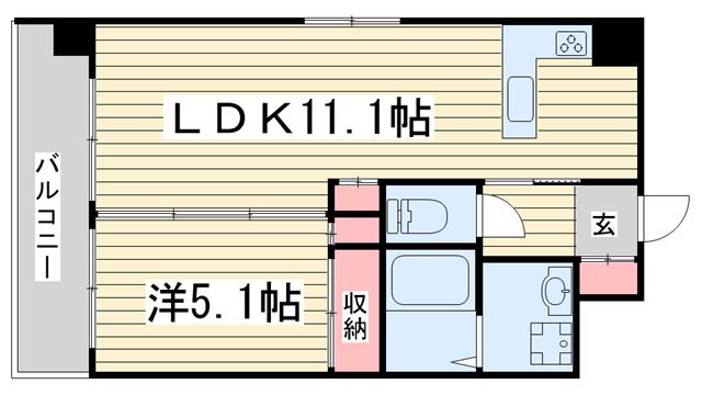  シルエラ御所南(1LDK/1階)の間取り写真