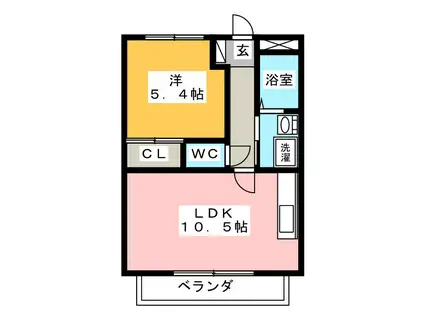 シェルヴェール(1LDK/1階)の間取り写真