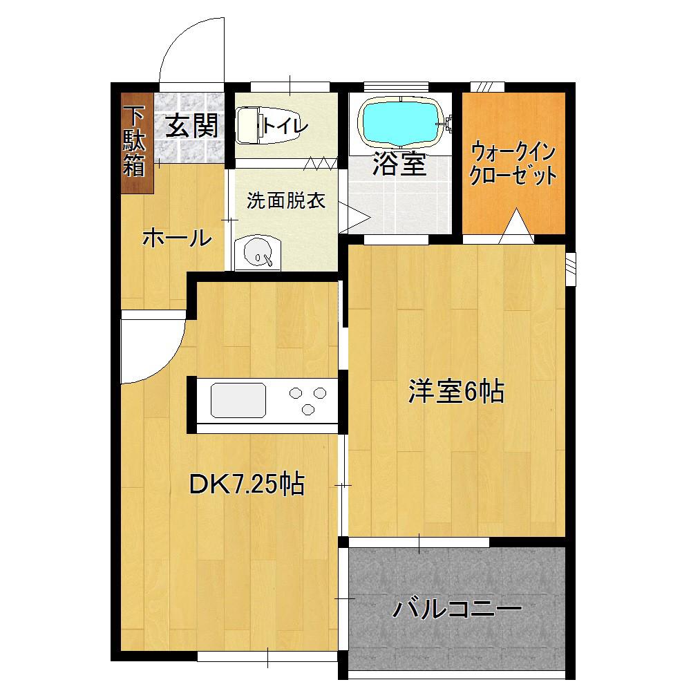 TRES(1DK/1階)の間取り写真