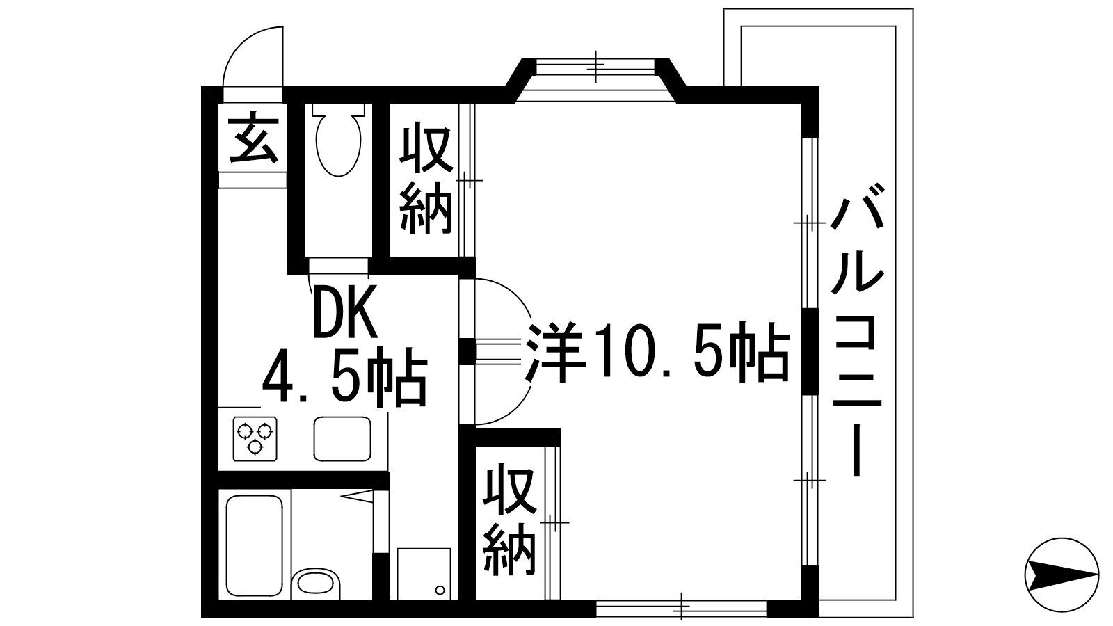 緑台マンション(1DK/2階)の間取り写真