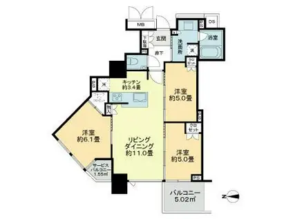 ベイサイドタワー晴海(3LDK/17階)の間取り写真