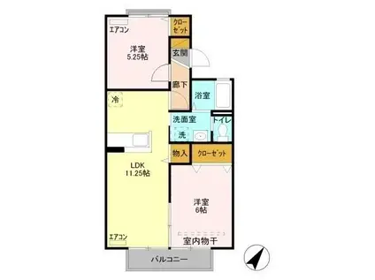 ファミール三ツ橋(2LDK/1階)の間取り写真