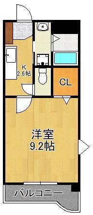 フレンテ二島(1K/2階)の間取り写真