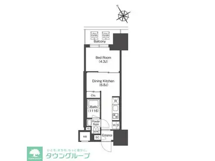 コンフォリア・リヴ板橋(1DK/9階)の間取り写真