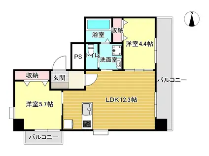 LA SINCERITE上荒田(2LDK/7階)の間取り写真