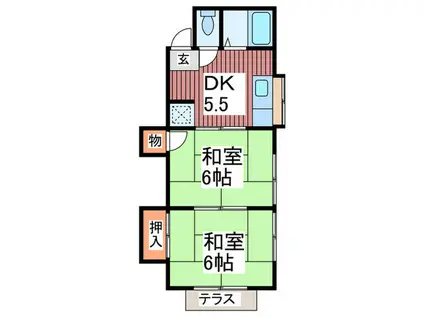コーポハマY(2DK/1階)の間取り写真