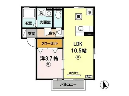 サザン・イースト(1LDK/1階)の間取り写真