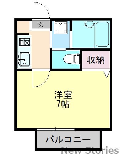 タウンハイツF(1K/1階)の間取り写真