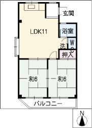 第2リバーサイド清水(2LDK/1階)の間取り写真