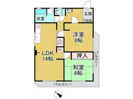 リ・エクラ(2LDK/4階)の間取り写真