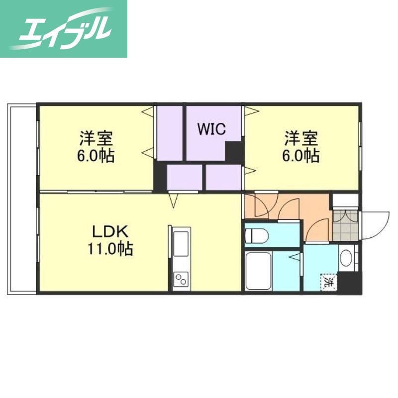 FーCITY老松町(2LDK/2階)の間取り写真