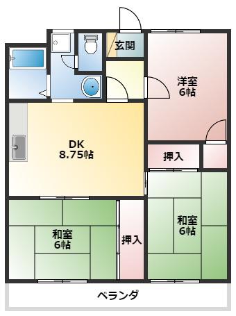 塚本ビル(3DK/2階)の間取り写真