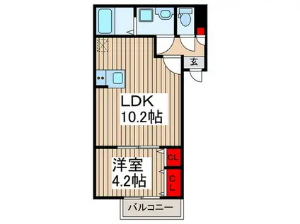 ジーメゾン指扇エクレール(1LDK/2階)の間取り写真