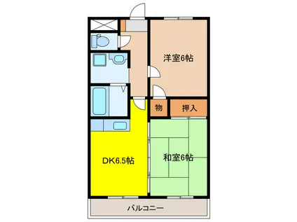 コーポ桂川(2DK/2階)の間取り写真