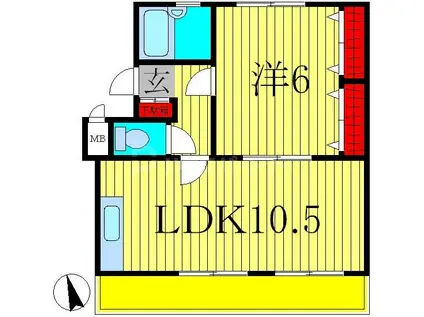ガーデンフィール東台(1LDK/3階)の間取り写真