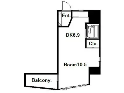 KS平野町(1DK/5階)の間取り写真