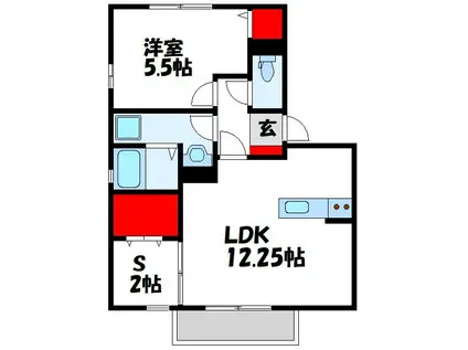アルティスタD棟(1SLDK/1階)の間取り写真