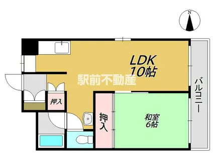 唐人パルビル(1LDK/7階)の間取り写真