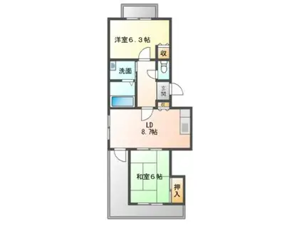 エスポワール花山台II(2DK/1階)の間取り写真
