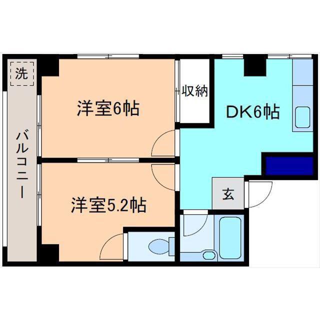 エクセル増泉(2DK/4階)の間取り写真