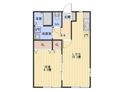 レトアSI(1LDK/1階)の間取り写真