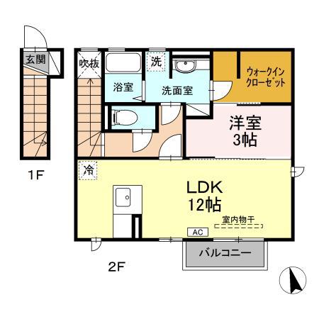 セジュール室小路 B(1LDK/2階)の間取り写真