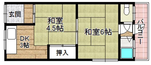よすみコーポB棟(2DK/1階)の間取り写真