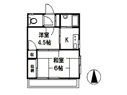 若葉荘(2K/2階)の間取り写真