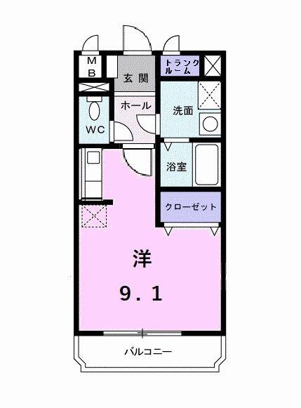 サンシティ ヴィオラ(ワンルーム/2階)の間取り写真