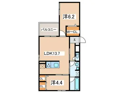エスタブレ平野西(2LDK/1階)の間取り写真