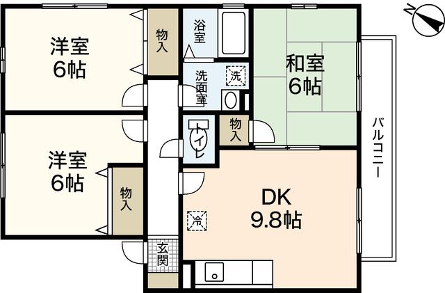 ヒルサイドテラスD棟(3DK/2階)の間取り写真