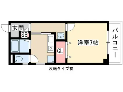 HISTORY宝が丘(1K/2階)の間取り写真
