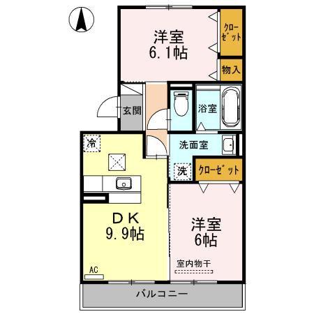 モンシャトー岐南(2DK/2階)の間取り写真