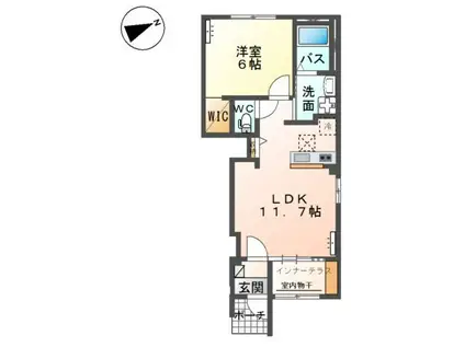 ディア・プリムローズ(1LDK/1階)の間取り写真