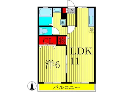 メゾンオーキスB棟(1LDK/1階)の間取り写真