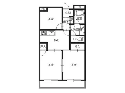 ラ・メゾンエスポワール(3DK/1階)の間取り写真