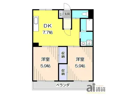 ホワイトパレス(2DK/5階)の間取り写真