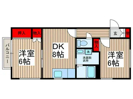 エステートピアK(2DK/2階)の間取り写真