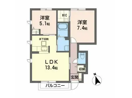 ボヌールIII(2LDK/1階)の間取り写真